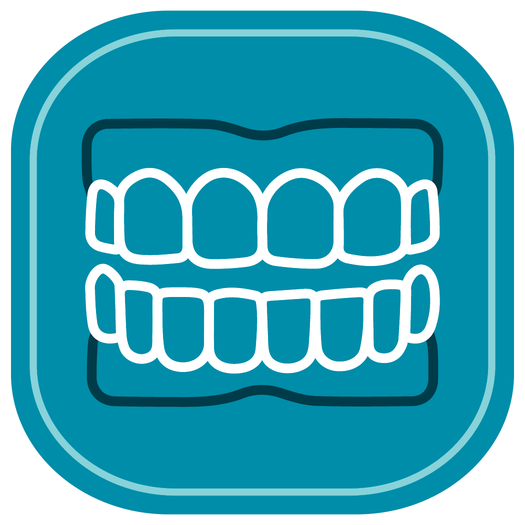 Same-day dentures icon for the dental care center serving zebulon, wake forest, fayetteville, greenville, smithfield, and wilson, north carolina.