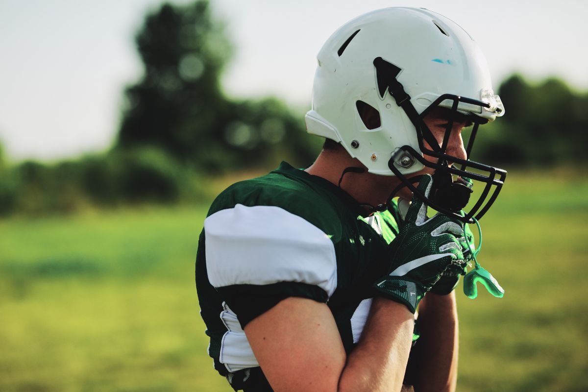 Custom-athletic-mouthguards-eastern-north-carolina Athlete wearing a custom athletic mouthguard from the dental care center serving zebulon, wake forest, fayetteville, greenville, smithfield, and wilson, north carolina.
