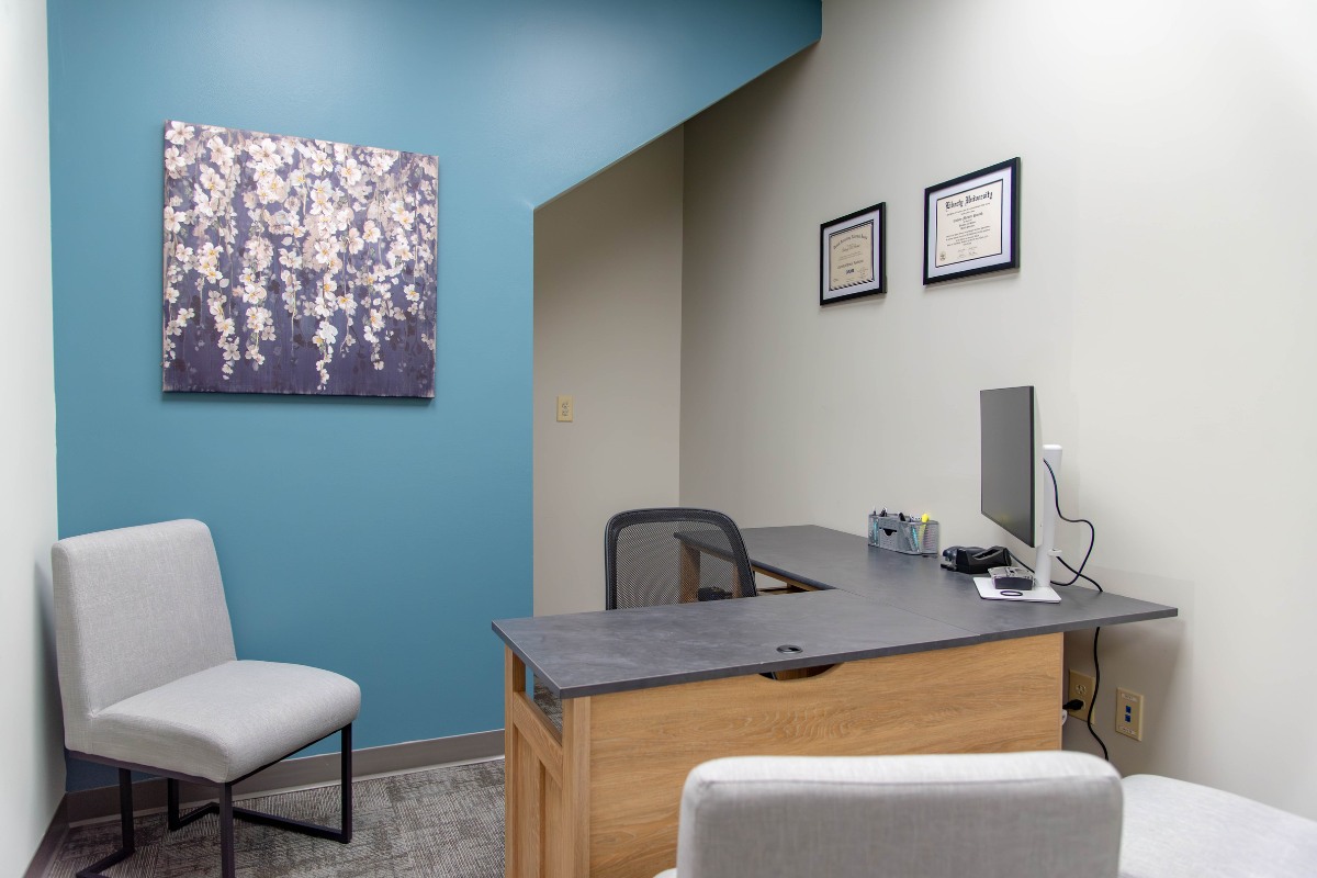 The-dental-care-center-wilson-office-front-desk Private dental consultation room in wilson nc for patient exams and treatment discussions